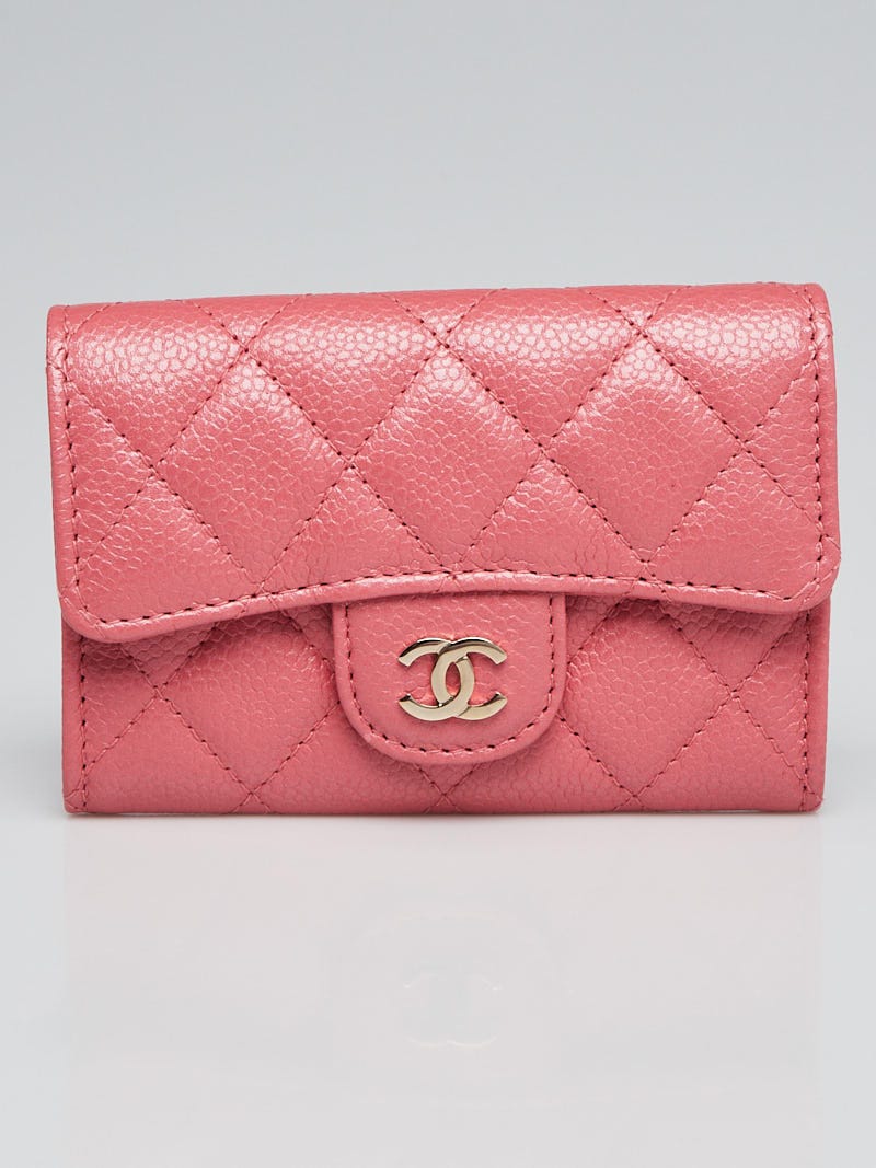 CHANEL Caviar Quilted Boy Card Holder Pink 1232703