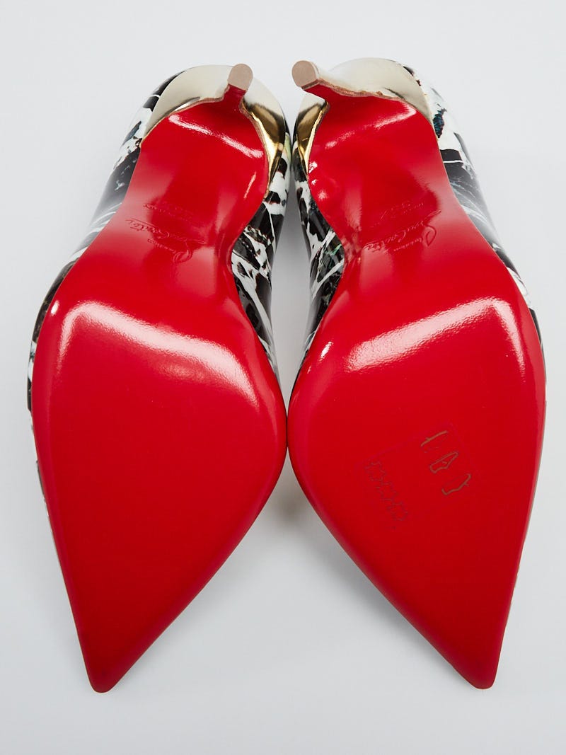 Christian Louboutin Black/White Carrara Specchio Patent