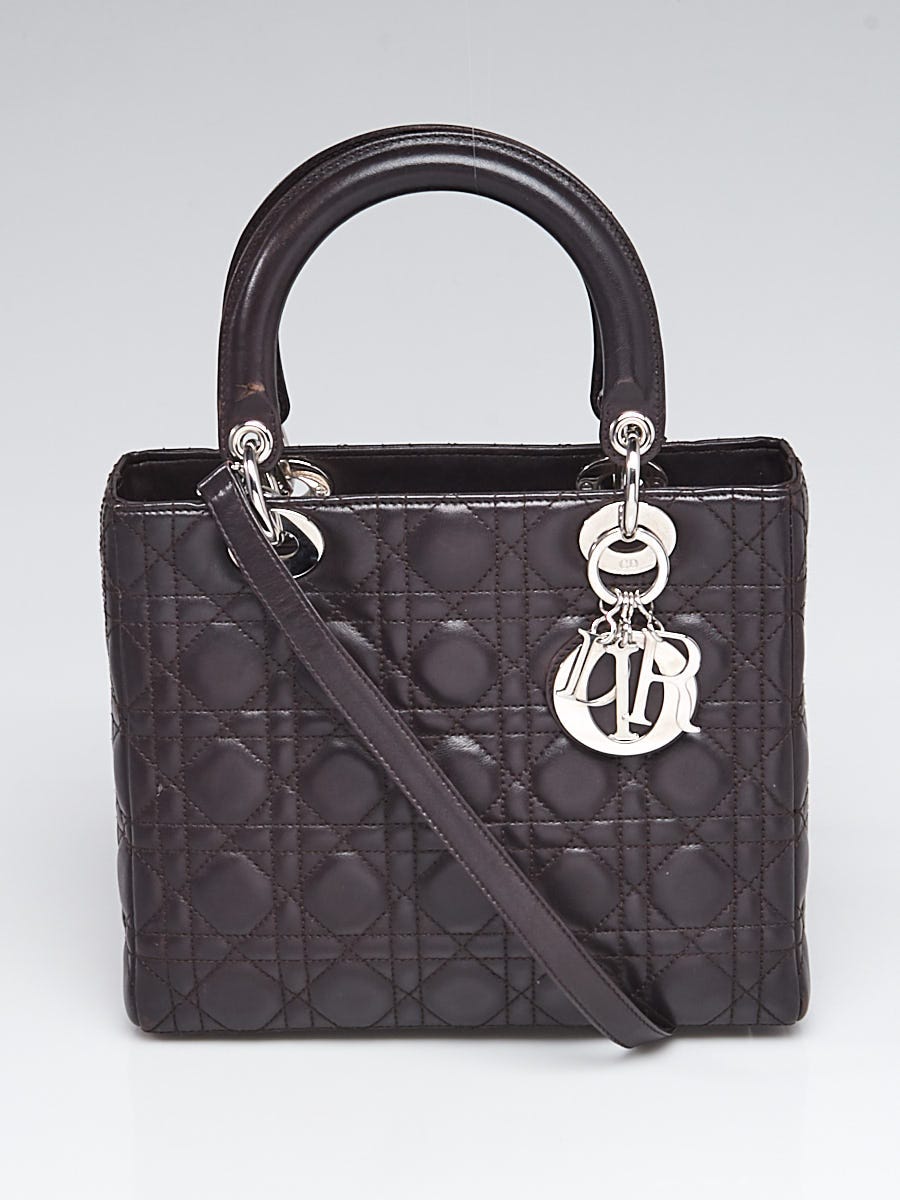 Christian Dior Grey Cannage Quilted Lambskin Leather Small Lady Dior Bag -  Yoogi's Closet