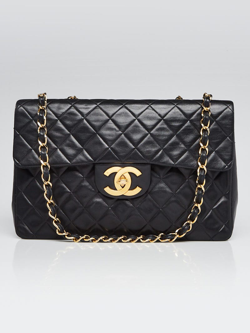 Chanel Black Quilted Lambskin Leather Classic Maxi Jumbo XL Flap Bag -  Yoogi's Closet