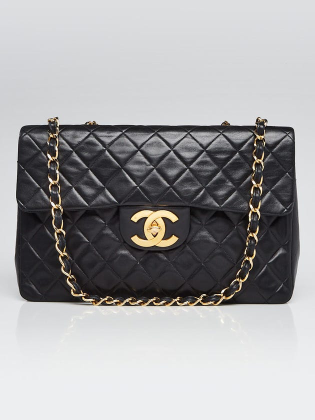 Chanel Black Quilted Lambskin Leather Classic Maxi Jumbo XL Flap Bag