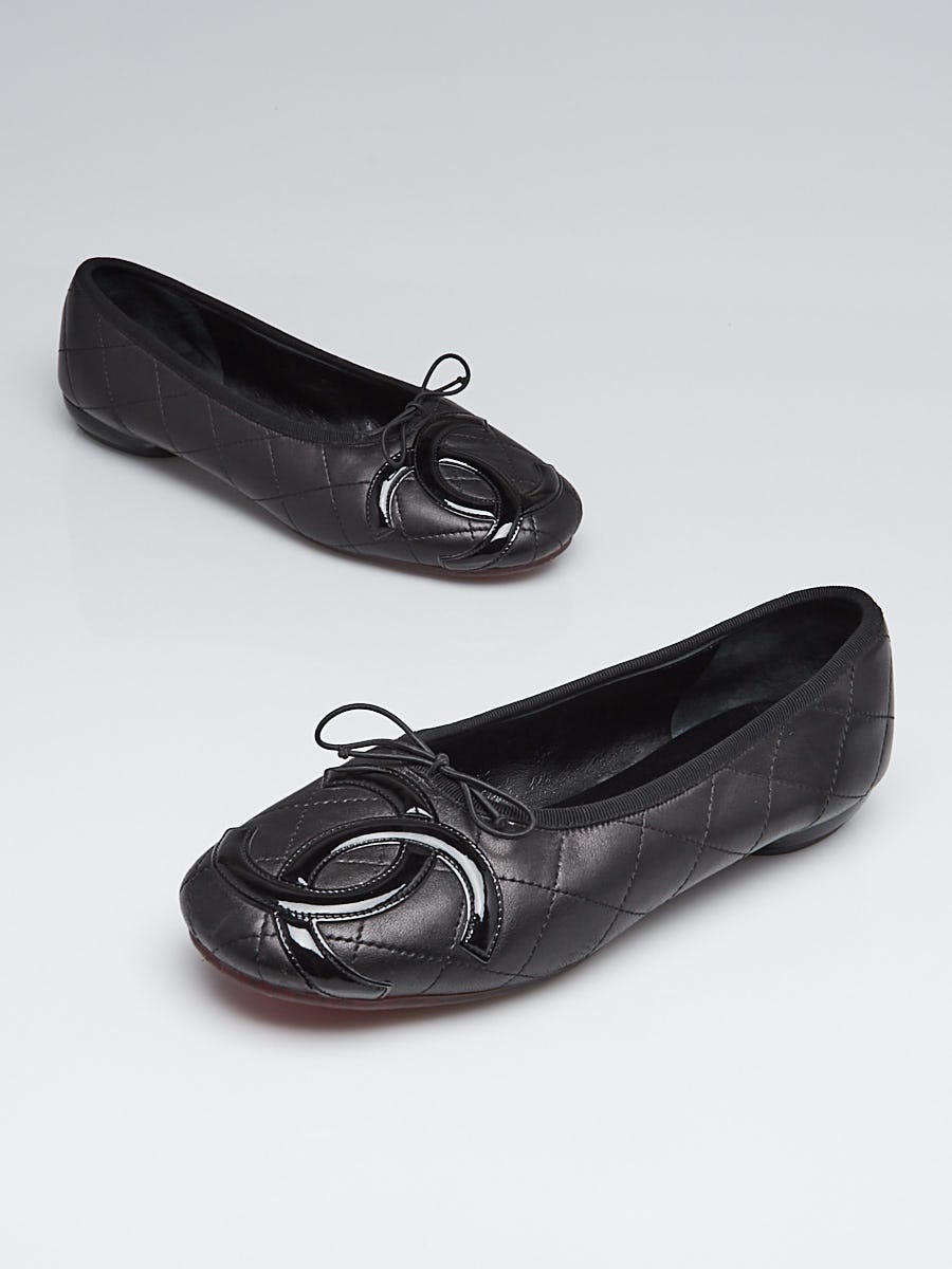 Cambon leather ballet flats Chanel Black size 36 IT in Leather