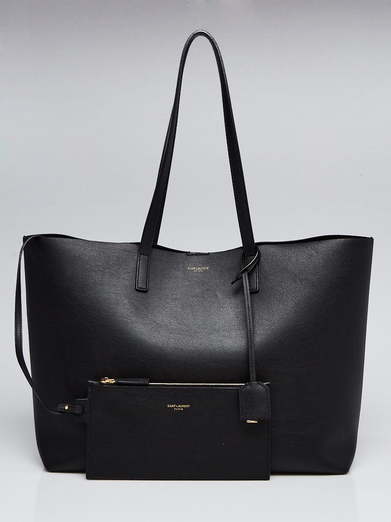 Yves Saint Laurent Black Leather Small Shopping Tote Bag