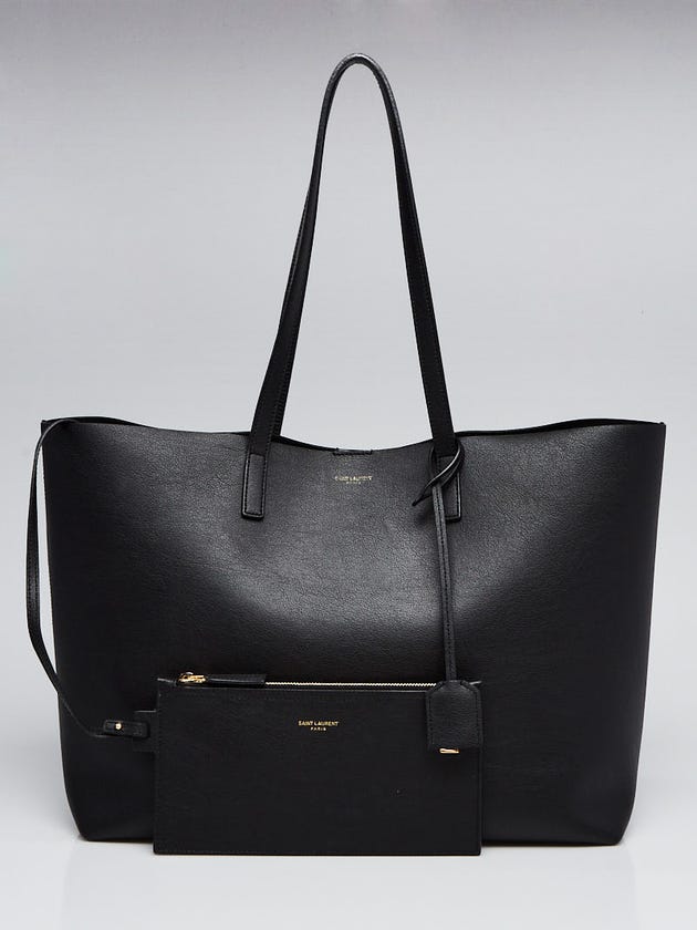 Yves Saint Laurent Black Leather Small Shopping Tote Bag