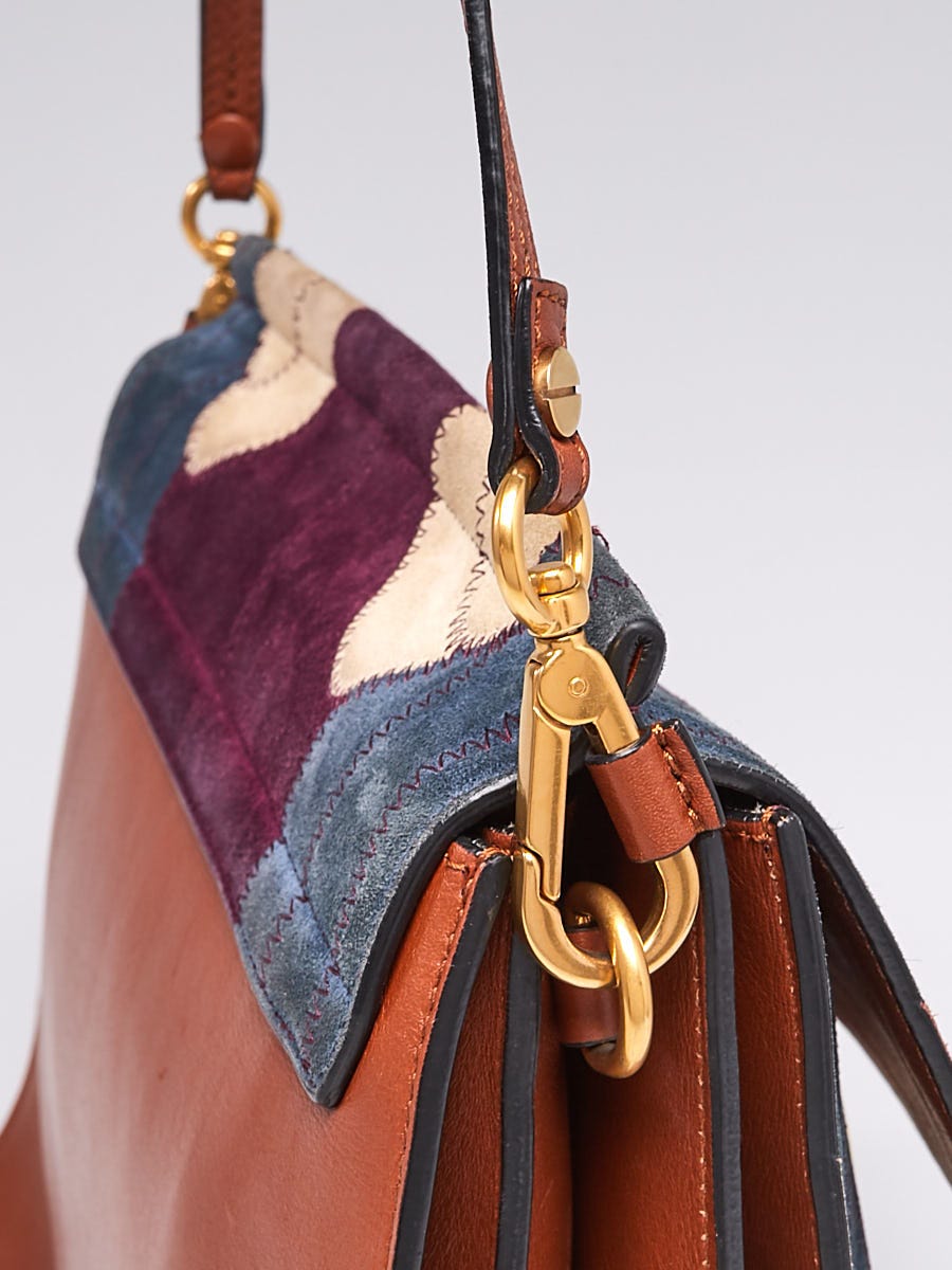 Chloe Multicolor and Classic Tobacco Patchwork Suede Leather