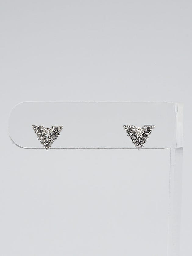 Louis Vuitton Silvertone Strass Essential V Stud Earrings