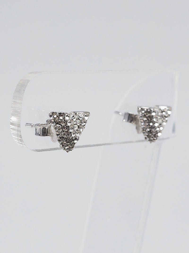 Louis Vuitton Silvertone Strass Essential V Stud Earrings