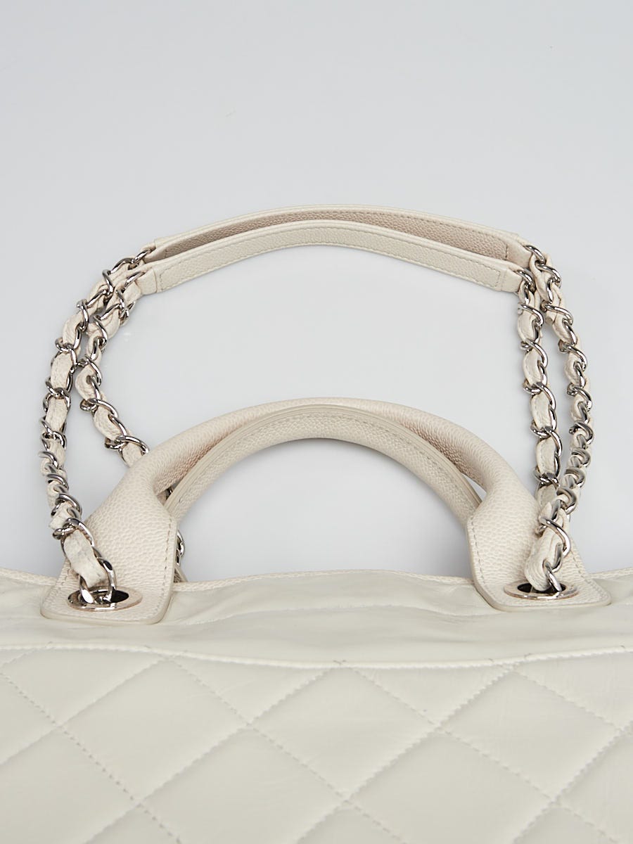 Chanel White Glazed Leather Large Deauville Shopping Tote Bag - Yoogi's  Closet
