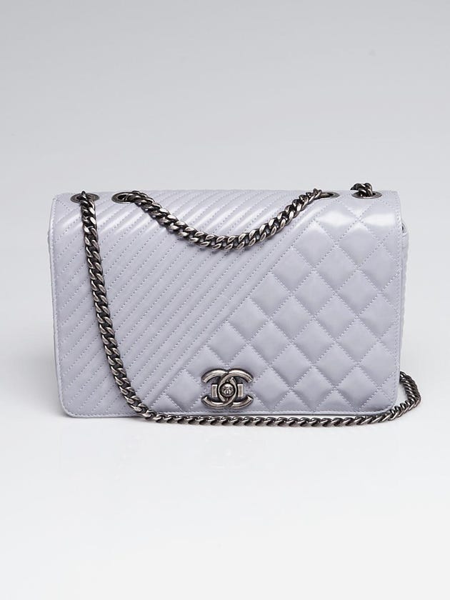 Chanel Light Purple Quilted Calfskin Leather Coco Boy Medium Flap Bag