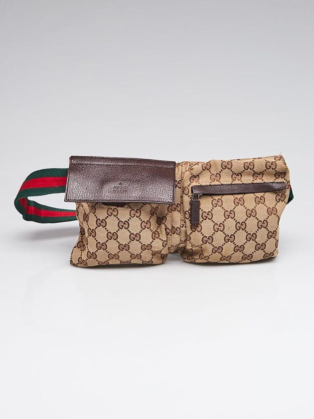 Gucci Beige/Ebony GG Canvas Web Waist Belt Bag