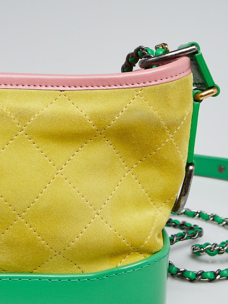 Chanel Green/Yellow/Pink Suede and Leather Small Gabrielle Hobo