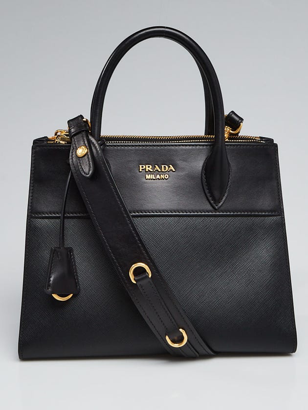 Prada Black Saffiano and City Calf Leather Paradigme Bag 1BA103