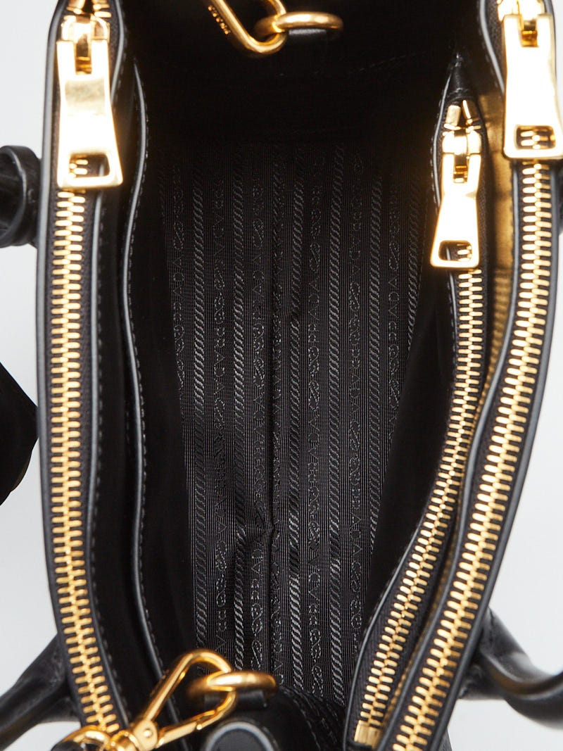 Prada Galleria Double Zip Tote Saffiano Mini Nero Black in Leather