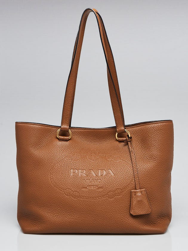 Prada Canella Vitello Daino Embossed Leather Tote 1BG100