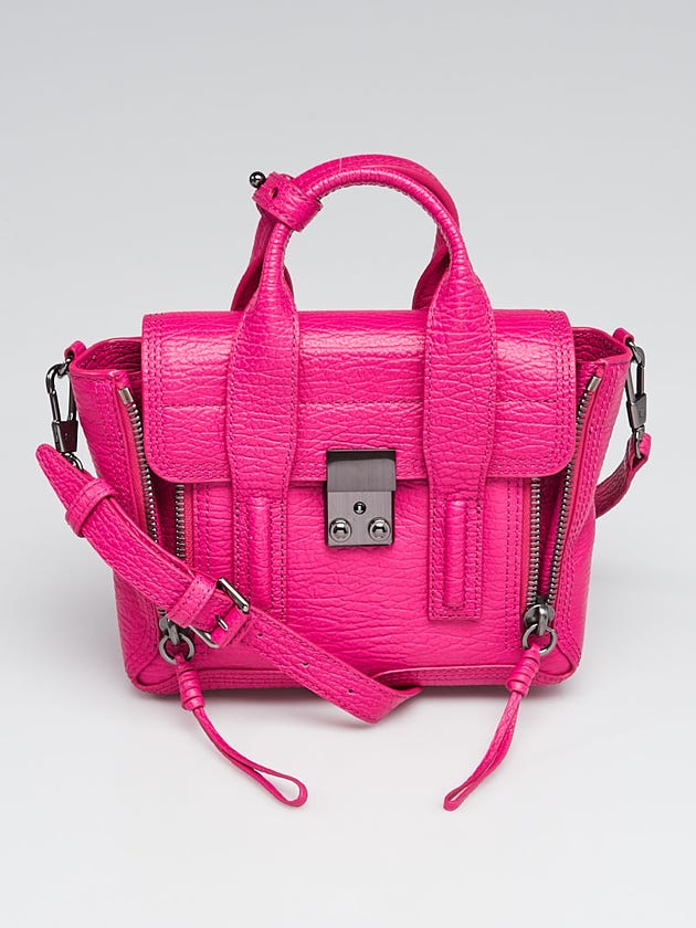 3.1 Phillip Lim Bright Fuchsia Shark Embossed Leather Mini Pashli Satchel Bag