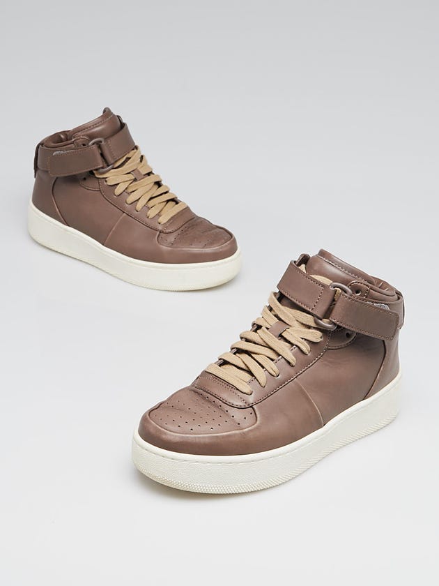 Celine Brown Leather High Top Sneakers Size 5.5/36