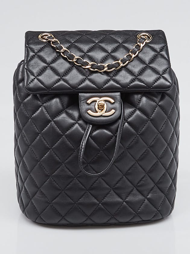 Chanel Black Quilted Lambskin Leather Urban Spirit Backpack Bag