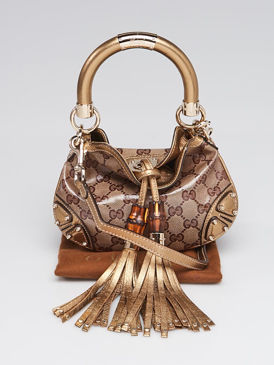 Gucci Beige/Gold GG Crystal Coated Canvas Mini Babouska Indy Top