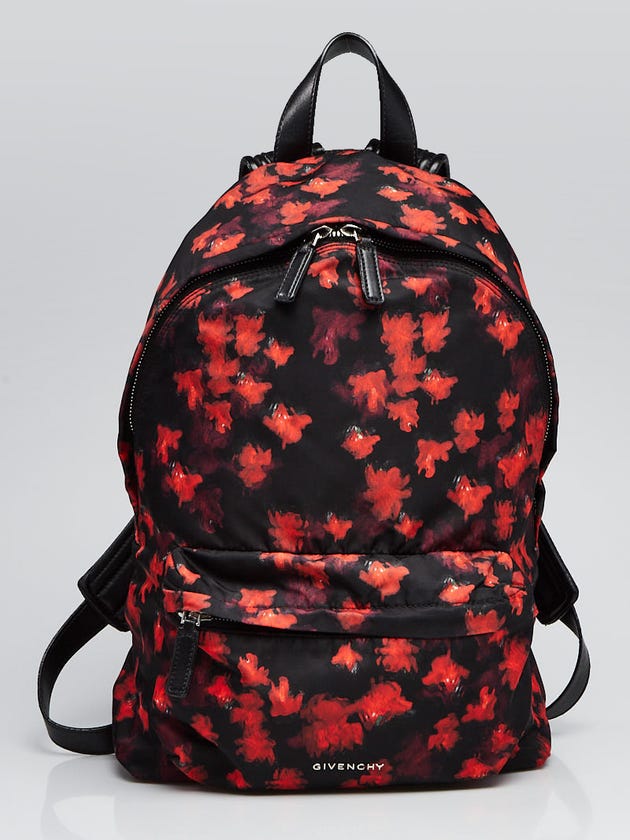 Givenchy Black/Red Floral Print Nylon Backpack Bag