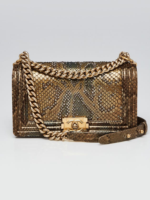 Chanel Gold Python and Crystal Embellished Medium Boy Bag | Yoogi's Closet