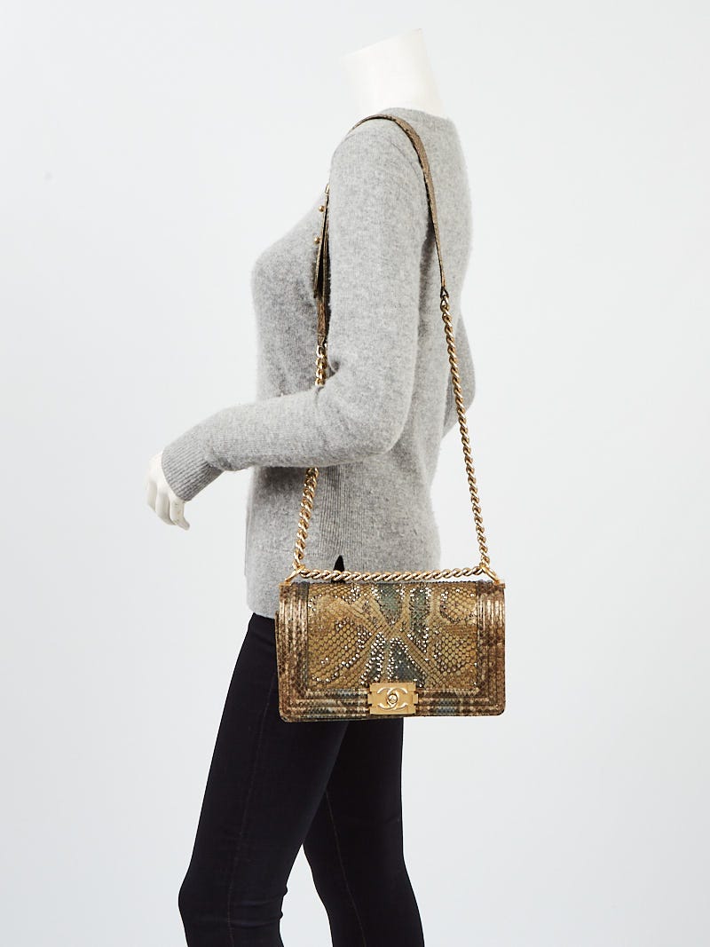 Chanel Yellow Python and Leather Medium Boy Bag - Yoogi's Closet