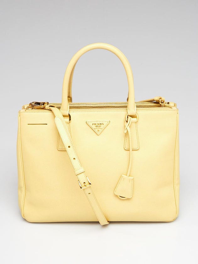 Prada Polline Saffiano Lux Leather Medium Double Zip Tote Bag BN2274