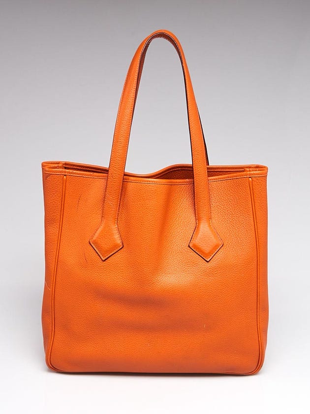 Hermes Orange Togo Leather Victoria Cabas Tote Bag