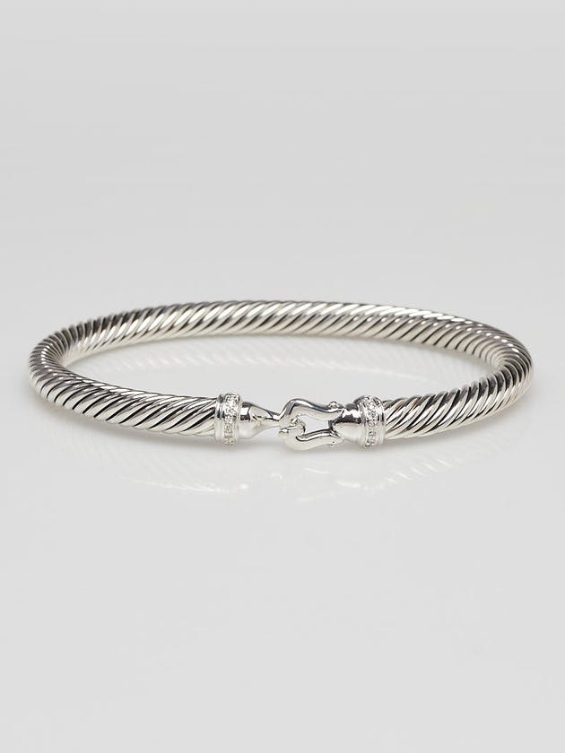 David Yurman 5mm Sterling Silver and Diamonds Buckle Bracelet