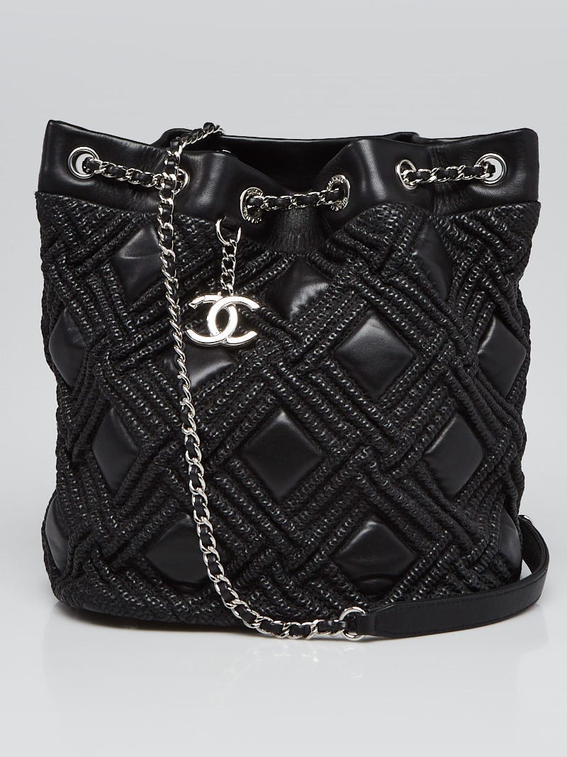 Chanel Black Quilted Lambskin Drawstring Chain Bucket Bag - Yoogi's Closet