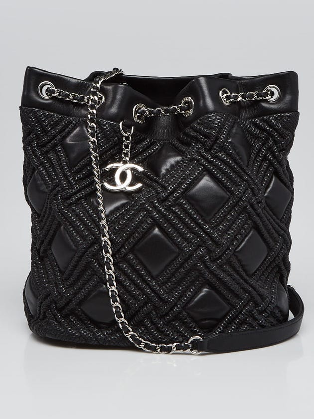 Chanel Black Quilted Lambskin Drawstring Chain Bucket Bag