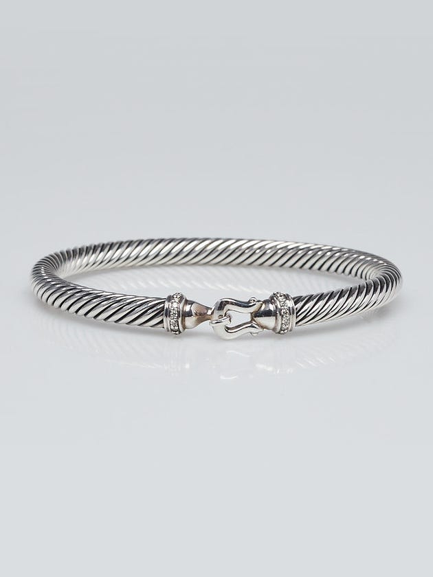 David Yurman 5mm Sterling Silver and Diamond Buckle Bracelet