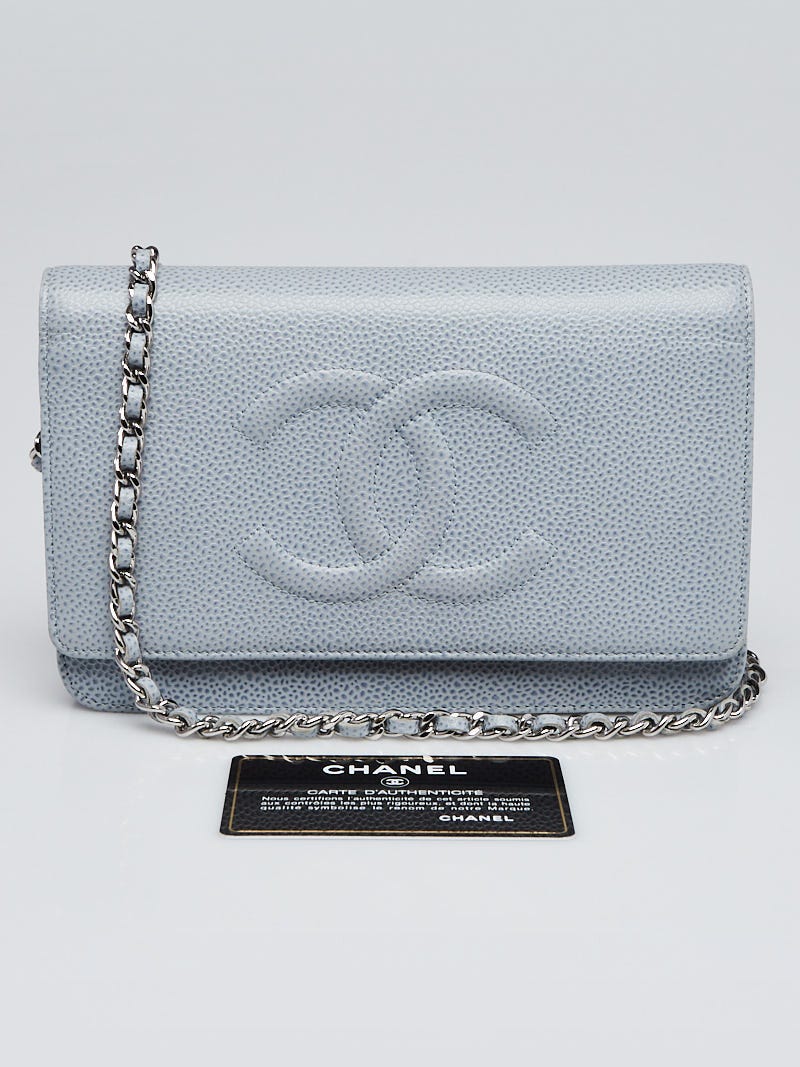 Chanel Light Blue Caviar Leather Timeless WOC Clutch Bag - Yoogi's