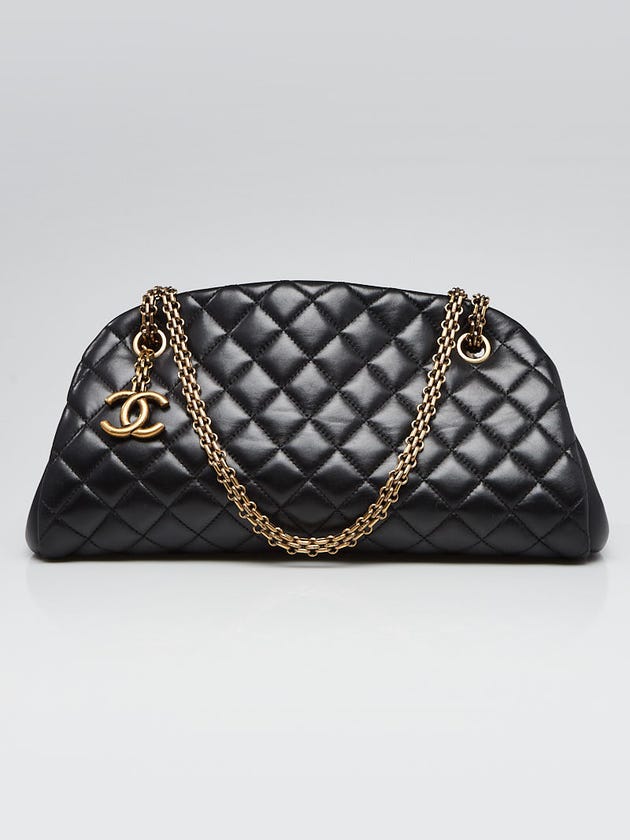 Chanel Black Quilted Lambskin Leather Just Mademoiselle Bowling Bag