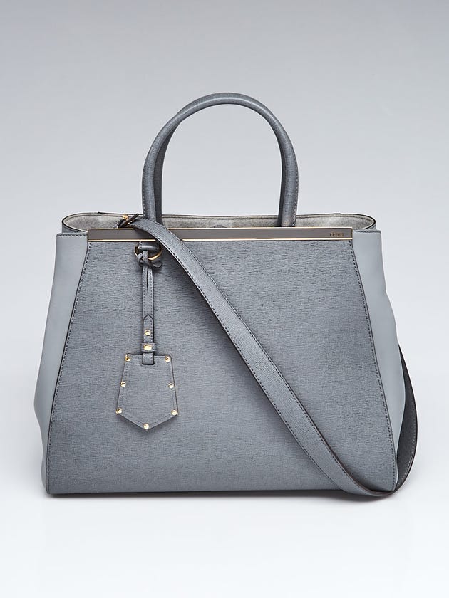Fendi Grey Vitello Leather Medium 2Jours Elite Tote Bag 8BH250