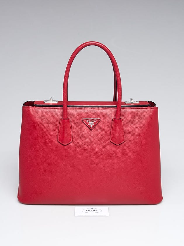 Prada Fuoco Saffiano Leather Twin Tote Bag BN2748