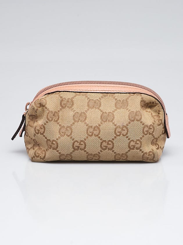 Gucci Beige/Pink GG Canvas Small Cosmetic Bag