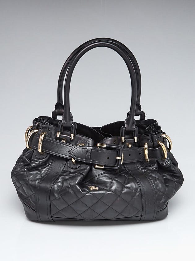 Burberry Black Quilted Leather Large Beaton Bag