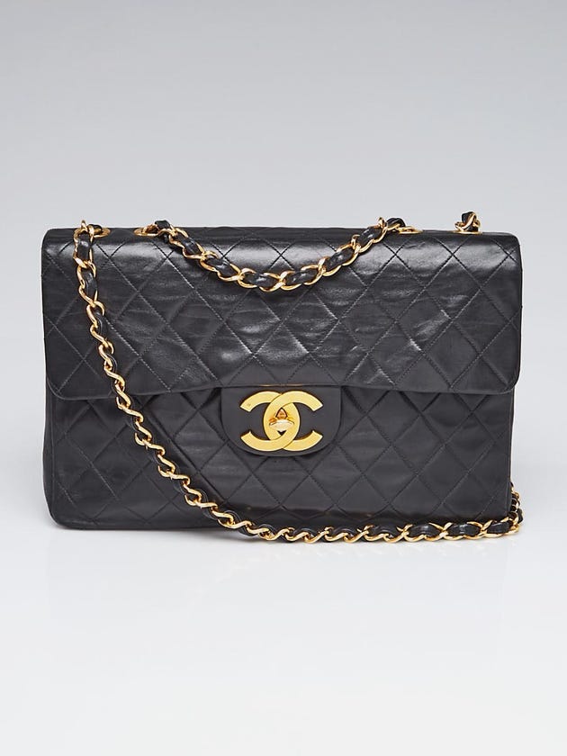 Chanel Black Quilted Lambskin Leather Classic Maxi Jumbo XL Flap Bag