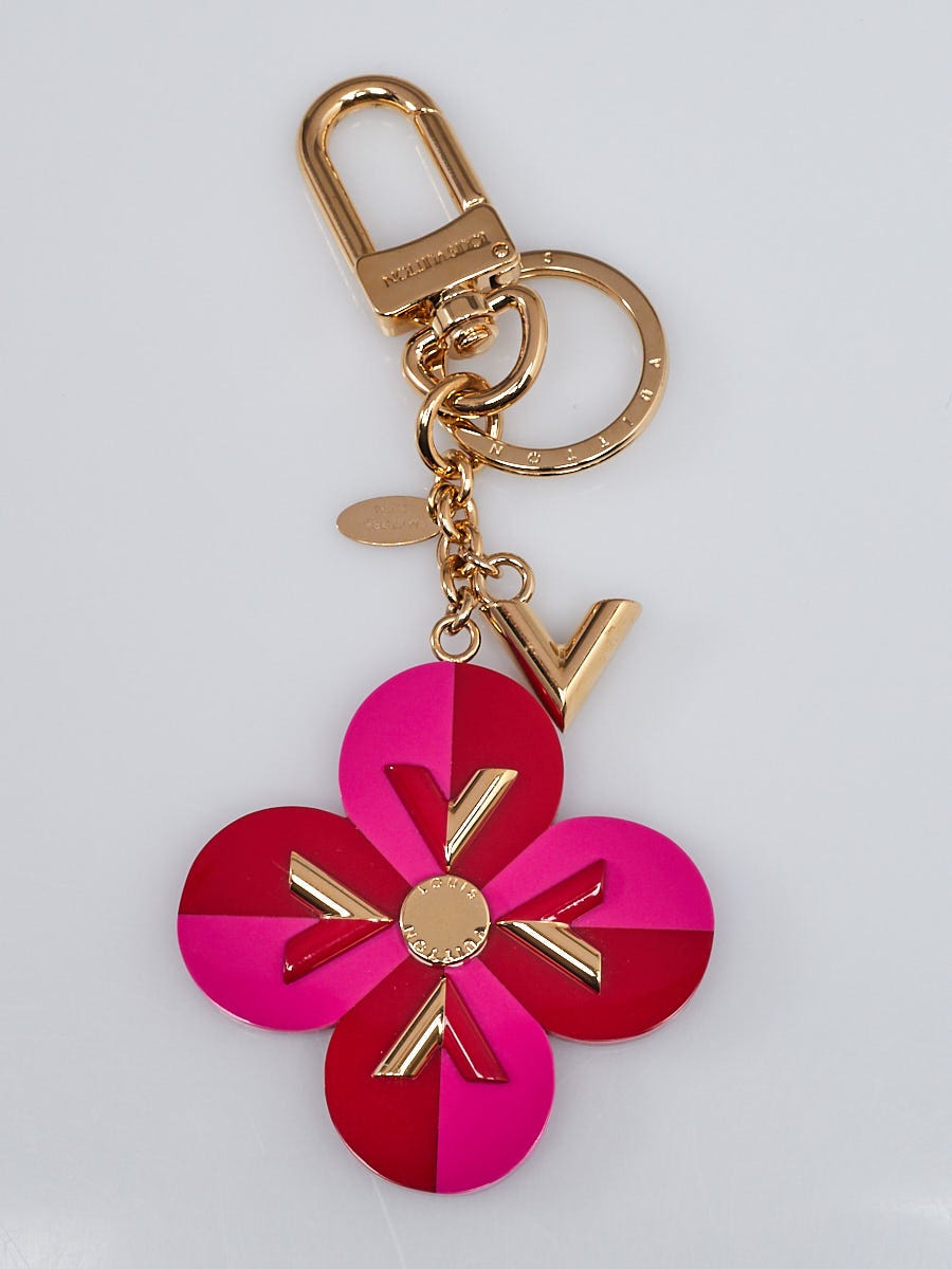 Louis Vuitton Pink/Red Resin Flower and V Key Holder and Bag Charm