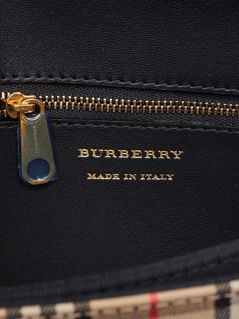 Burberry Vintage Check/Black Leather Link Flap Shoulder Bag