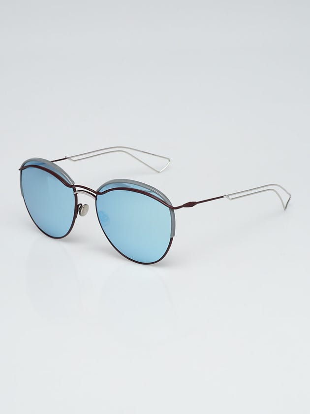 Christian Dior Burgundy/Silvertone Acetate/Metal Dioround Sunglasses
