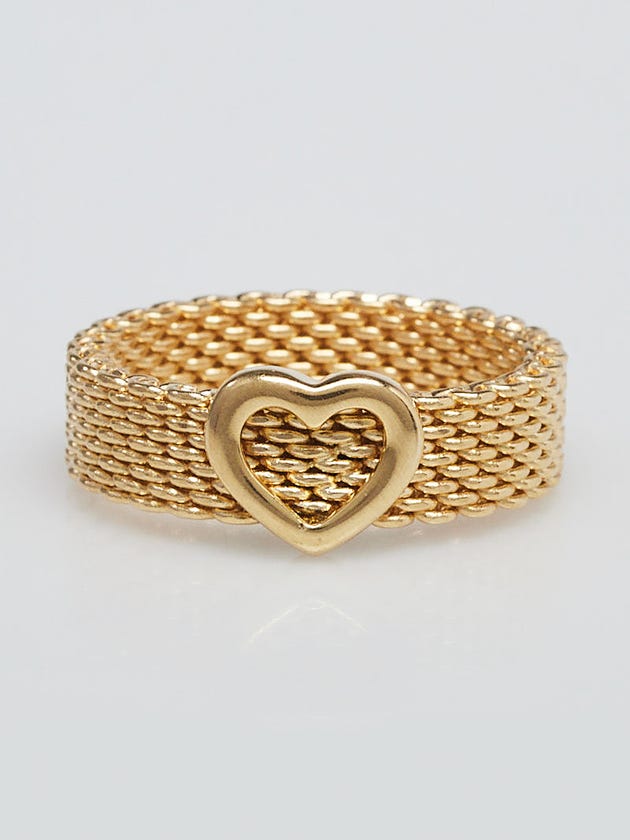 Tiffany & Co. 18k Yellow Gold Somerset Mesh Open Heart Ring Size 9
