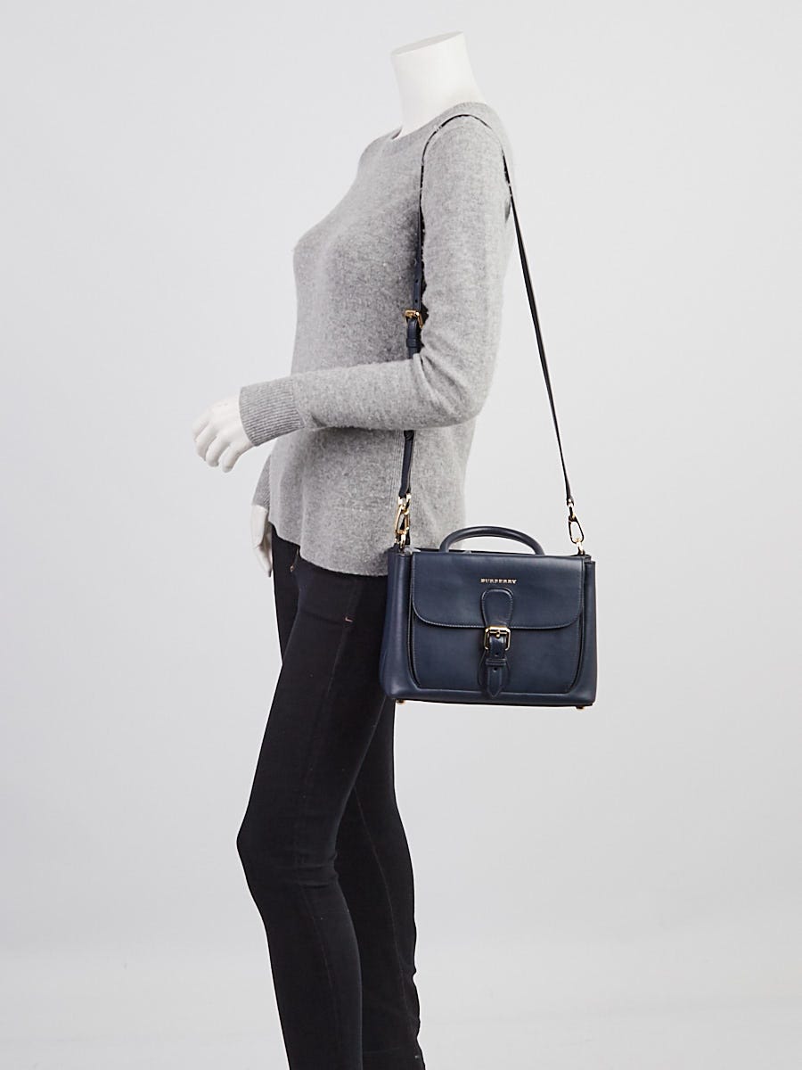 Burberry Navy Blue Smooth Leather Small Saddle Bag | Yoogi's Closet