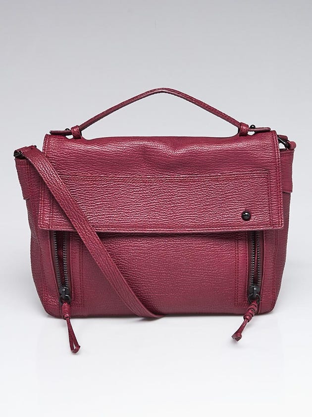 3.1 Phillip Lim Aubergine Shark Embossed Leather Pashli Messenger Bag