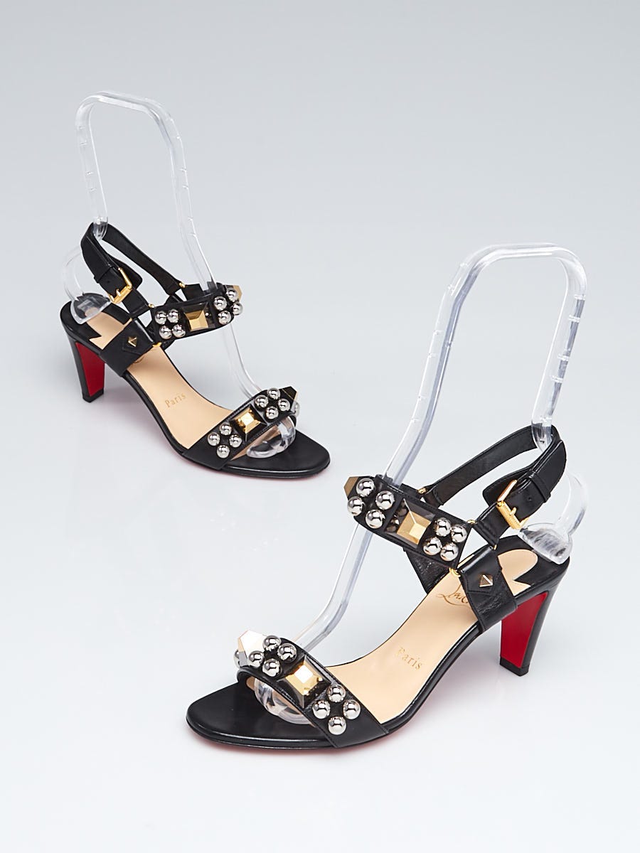 Christian Louboutin Black Nappa Leather Pyrabubble 70 Open Toe