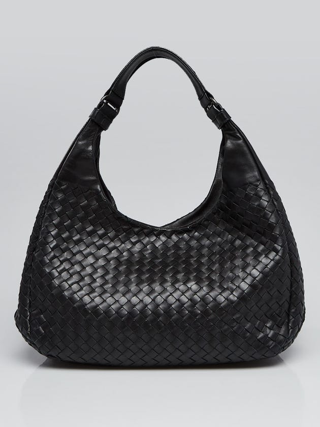 Bottega Veneta Black Intrecciato Woven Nappa Leather Medium Campana Bag