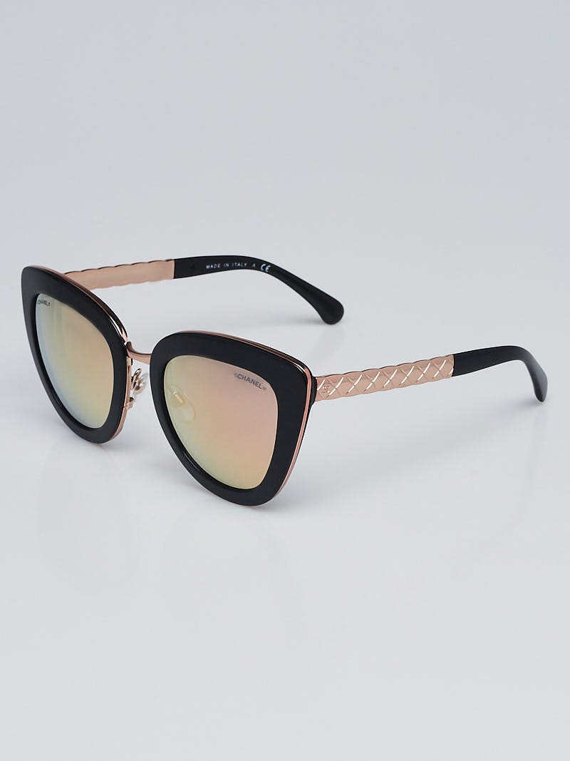 Chanel Black and Gold Chain Cat Eye Sunglasses Chanel | The Luxury Closet