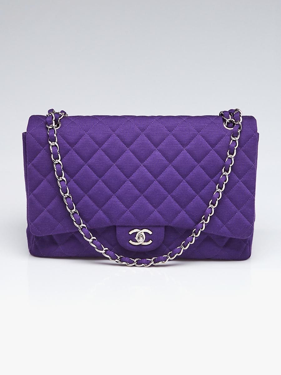 Chanel Purple Quilted Jersey Fabric Classic Maxi Single Flap Bag - Yoogi's  Closet