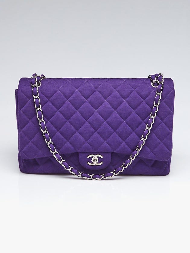 Chanel Purple Quilted Jersey Fabric Classic Maxi Single Flap  Bag