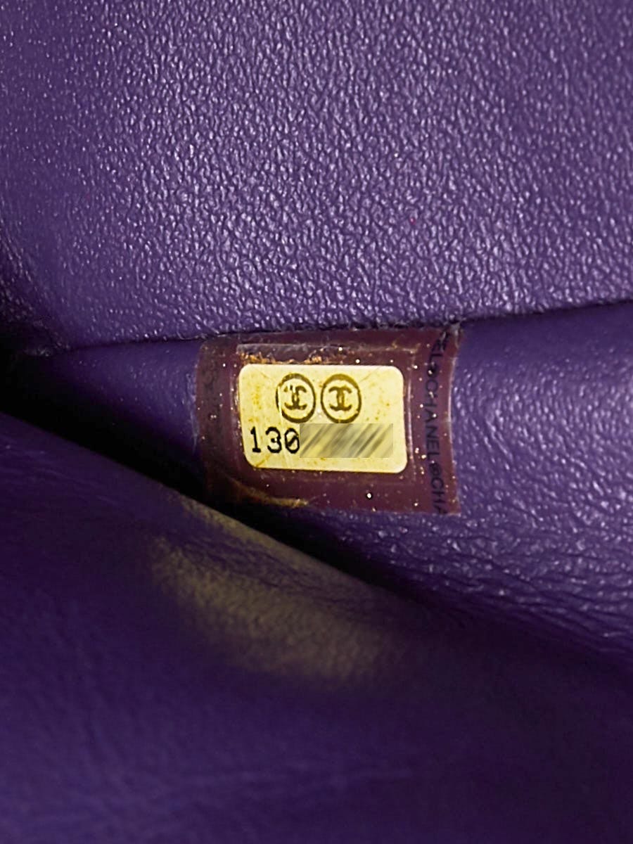 CHANEL カシミヤ手袋 パープル Chanel Purple Quilted Jersey Fabric Classic Maxi Single Flap